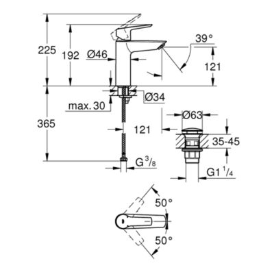 Mitigeur lavabo GROHE Start noir M + microfibre