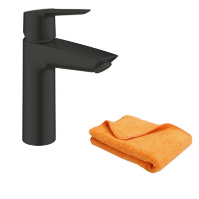 Mitigeur lavabo GROHE Start ouverture eau froide noir M + microfibre