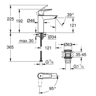 Mitigeur lavabo GROHE Start ouverture eau froide noir M