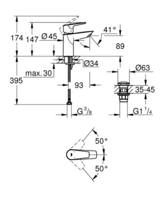 Mitigeur lavabo GROHE StartEdge Quickfix Edge S