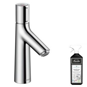 Mitigeur lavabo HANSGROHE 100, sans tirette ni vidage chrome + nettoyant Briochin