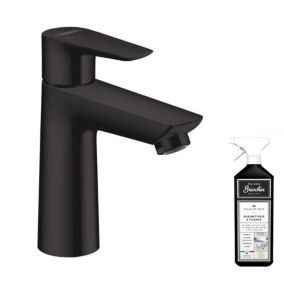 Mitigeur lavabo HANSGROHE 110 CH3 Talis avec tirette et vidage noir mat + nettoyant Briochin