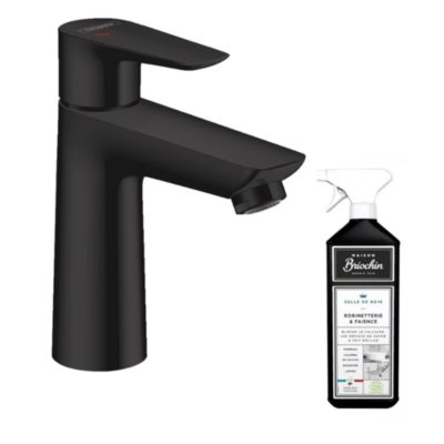 Mitigeur lavabo HANSGROHE 110 CoolStart sans tirette ni vidage noir mat + nettoyant Briochin