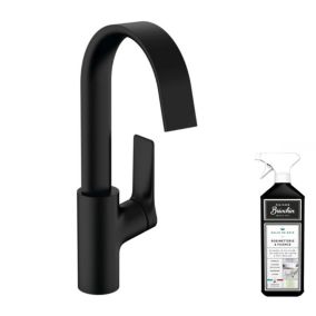 Mitigeur lavabo HANSGROHE 210 sans tirette ni vidage noir mat + nettoyant Briochin