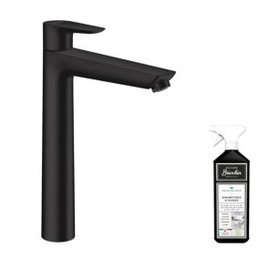 Mitigeur lavabo HANSGROHE 240 sans tirette ni vidage noir mat + nettoyant Briochin