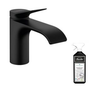 Mitigeur lavabo HANSGROHE 80 sans tirette ni vidage noir mat + nettoyant Briochin