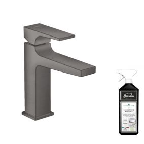 Mitigeur lavabo HANSGROHE Metropol 110 poignée manette noir chrome brossé + nettoyant Briochin