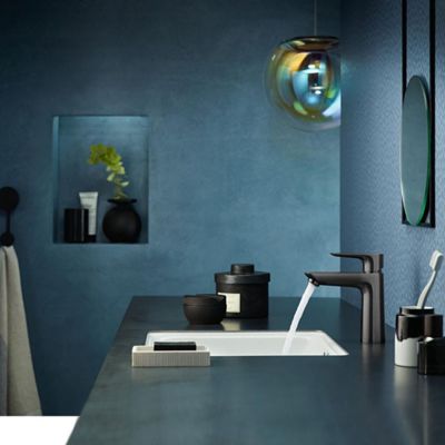 Mitigeur lavabo HANSGROHE Talis E 110 CoolStart sans tirette ni vidage noir chrome brossé + nettoyant Briochin