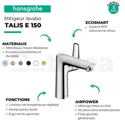 Mitigeur lavabo HANSGROHE Talis E 150 - Taille S + nettoyant Briochin