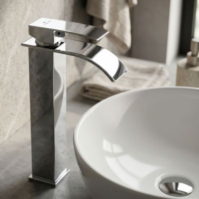 Mitigeur lavabo haut cascade chromé vasque à poser robinet salle de bain EVIO