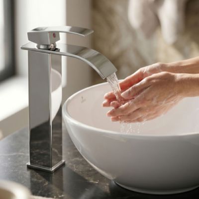 Mitigeur lavabo haut cascade chromé vasque à poser robinet salle de bain EVIO
