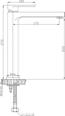 Mitigeur lavabo haut chromé Essebagno Cortes