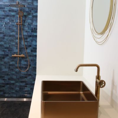 Mitigeur lavabo haut cuivre brossé Essebagno Indus