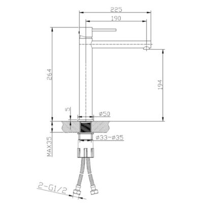 Mitigeur lavabo haut cuivre brossé Essebagno Luisa