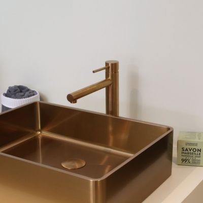 Mitigeur lavabo haut cuivre brossé Essebagno Luisa