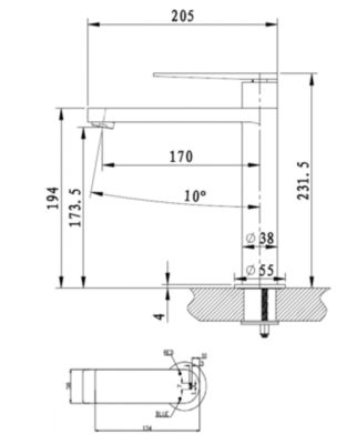 Mitigeur lavabo haut façon inox et noir mat Essebagno Allure