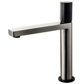 Mitigeur lavabo haut façon inox et noir mat Essebagno Allure