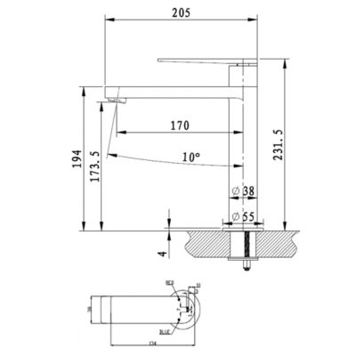 Mitigeur lavabo haut gris gun métal Essebagno Allure