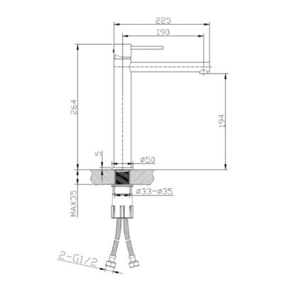 Mitigeur lavabo haut gun métal Essebagno Luisa