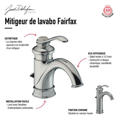 Mitigeur lavabo haut JACOB DELAFON Fairfax + nettoyant Briochin