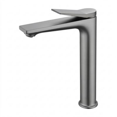 Mitigeur lavabo haut monotrou gris anthracite pour vasque à poser