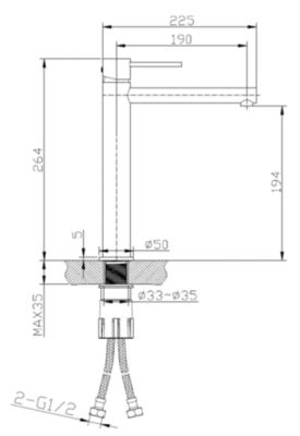 Mitigeur lavabo haut noir et or rose Essebagno Envol