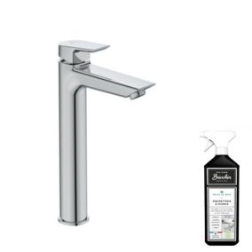 Mitigeur lavabo IDEAL STANDARD réhaussé sans tirette sans vidage chrome + nettoyant Briochin