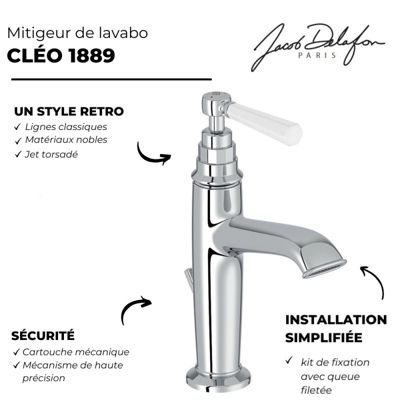 Mitigeur lavabo JACOB DELAFON Cléo 1889 Chrome