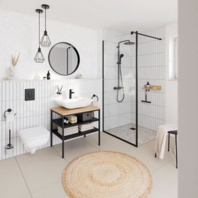 Mitigeur lavabo monocommande GROHE Start - Noir mat - Taille M - Bec moyen - Economie d'eau