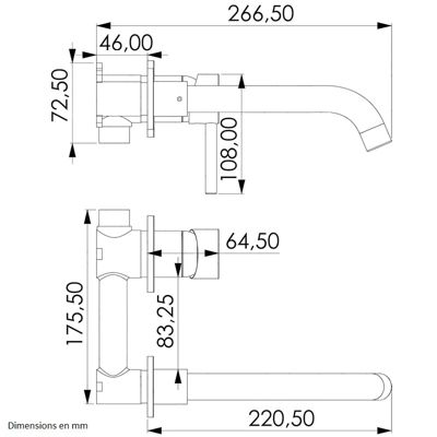 Mitigeur lavabo mural à encastrer BRAMPTON acier brosse