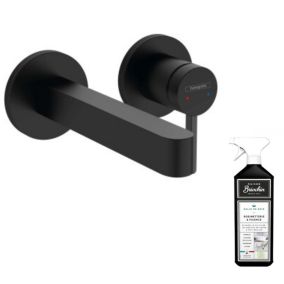 Mitigeur lavabo mural  HANSGROHE Finoris bec 165 mm noir mat + nettoyant Briochin