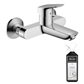 Mitigeur lavabo mural HANSGROHE Logis sans tirette ni vidage chrome + nettoyant Briochin