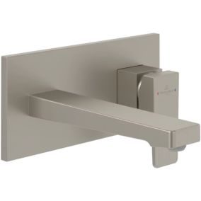 Mitigeur lavabo mural VILLEROY ET BOCH Architectura Square avec vidage Push Open Brushed Nickel Matt