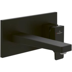 Mitigeur lavabo mural VILLEROY ET BOCH Architectura Square avec vidage Push Open Noir mat