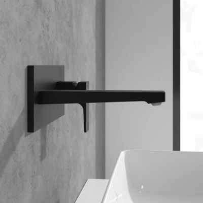 Mitigeur lavabo mural VILLEROY ET BOCH Architectura Square avec vidage Push Open Noir mat
