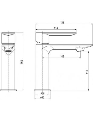 Mitigeur lavabo NIL en laiton doré sans siphon