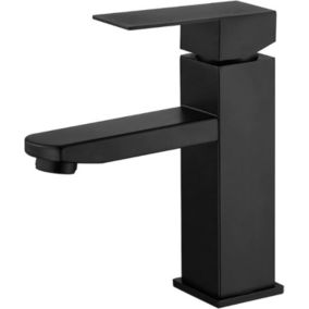 Mitigeur lavabo noir acier inoxidable levier unique eau chaude et froide avec tuyaux inclus robinet lavabo noir
