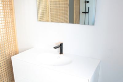 Mitigeur lavabo noir mat et or rose Essebagno Allure