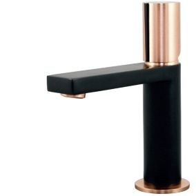 Mitigeur lavabo noir mat et or rose Essebagno Exil