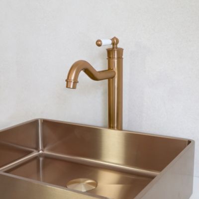 Mitigeur lavabo rétro haut cuivre brossé Essebagno Leeds