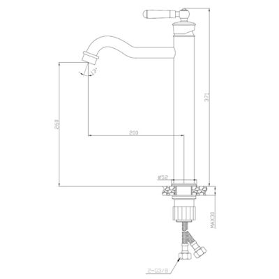 Mitigeur lavabo rétro haut cuivre brossé Essebagno Leeds