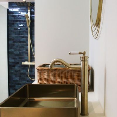 Mitigeur lavabo rétro haut or brossé Essebagno Leeds