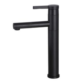 Mitigeur Lavabo Rotatif à 360 Degrés  Robinet de Salle de Bains bec Haut Noir Acier Inoxydable