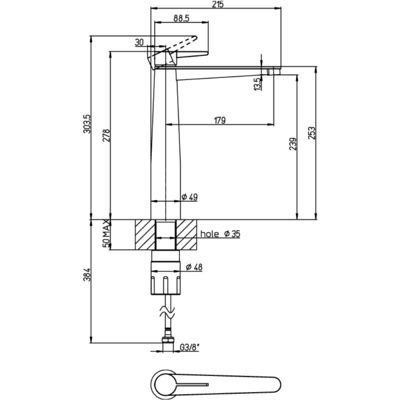 Mitigeur lavabo surélevé VILLEROY ET BOCH Conum avec vidage Push Open Chrome