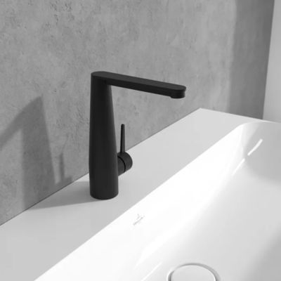 Mitigeur lavabo VILLEROY ET BOCH Conum ouverture côté avec vidage Push Open Noir mat