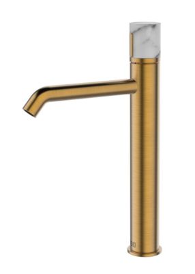 Mitigeur lavabo XL cuivre et marbre blanc, Essebagno Manopola