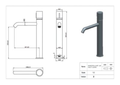 Mitigeur lavabo XL cuivre et marbre blanc, Essebagno Manopola