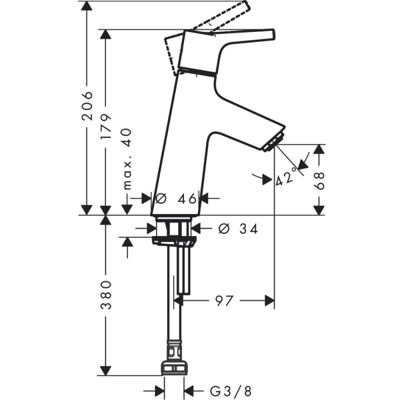 Mitigeur lave-mains HANSGROHE 80 sans tirette ni vidage chrome + nettoyant Briochin