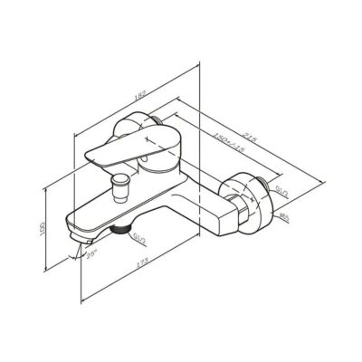 Mitigeur mécanique de baignoire avec douchette et support Robinet Salle de Bain Chromé, FTA15000 Hit AM.PM