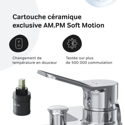 Mitigeur mécanique de baignoire avec douchette et support Robinet Salle de Bain Chromé, FXA15000  X-Joy AM.PM